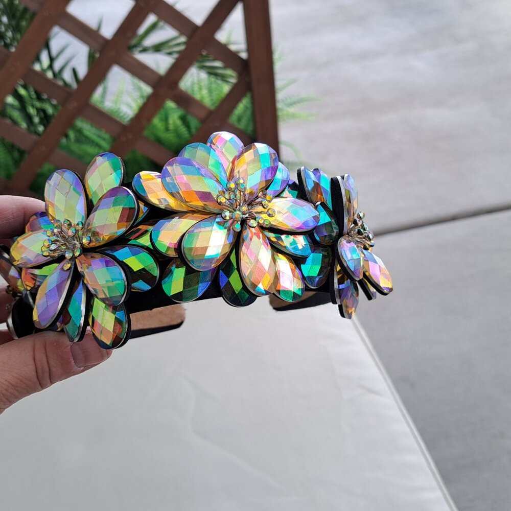 Large Faceted Iridescent Jeweled Headband